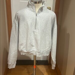 Pink Light Gray Half-Zip Pullover